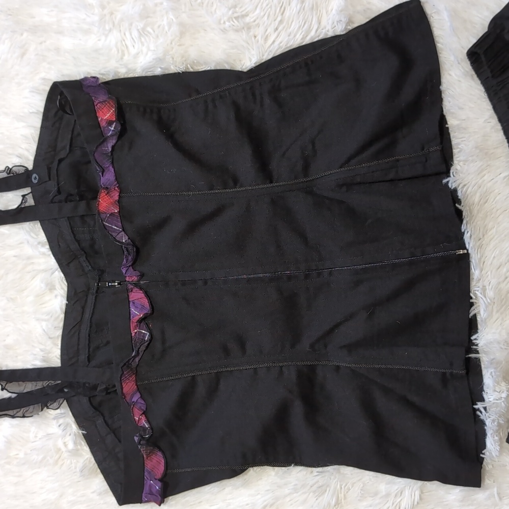 Y2K Vintage Tripp NYC 2 Piece Lace Up Corset & Garter Skirt Plaid Set XL/XXL - Picture 8 of 16